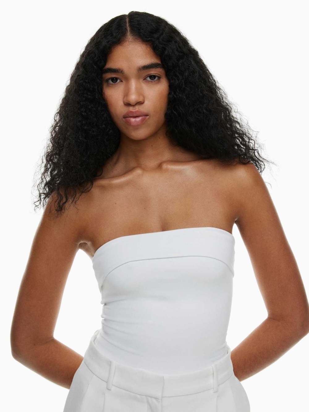 Aritzia Contour Foldover Tube Top Body-hugging Basic White Going Out Top Sz XS
